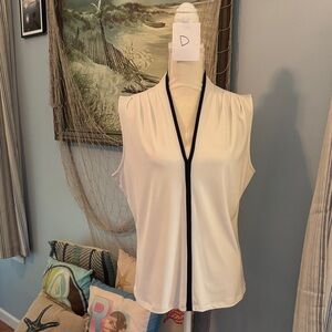 Calvin Klein Cream Blouse with Black Trim